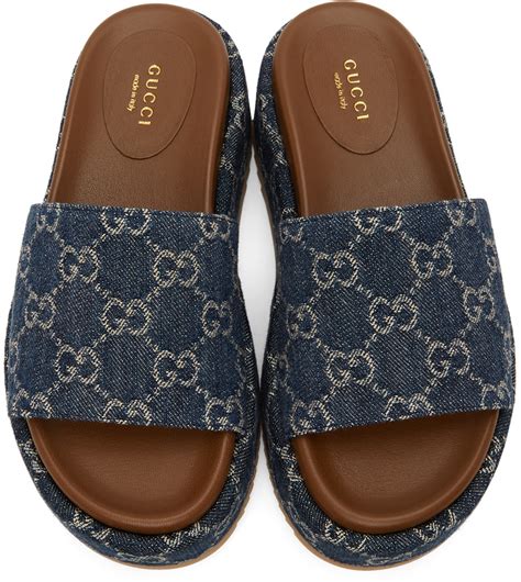 gucci men's slide sandal with straps|gucci denim slides.